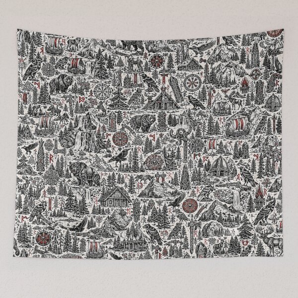 Item preview, Nordic Wilderness Viking Doodle Pattern designed and sold by i-corp.