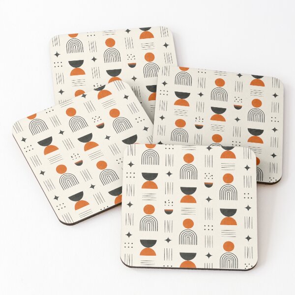 Item preview, Mid-Century Modern Abstract Orange & Black Geometric Pattern designed and sold by Punch-E415.