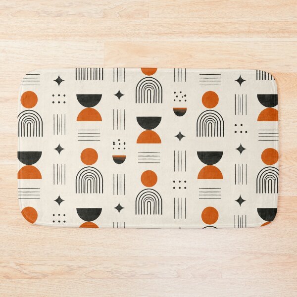 Item preview, Mid-Century Modern Abstract Orange & Black Geometric Pattern designed and sold by Punch-E415.