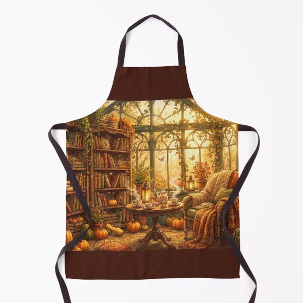 Item preview, Autumn Greenhouse Reading Room | Cozy Botanical Library Wall Art designed and sold by SebastianSpace.