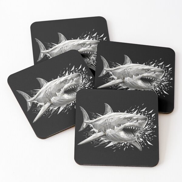 Item preview, Shattered Shark - Geometric Great White Attack designed and sold by Fulaly.