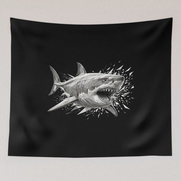 Item preview, Shattered Shark - Geometric Great White Attack designed and sold by Fulaly.