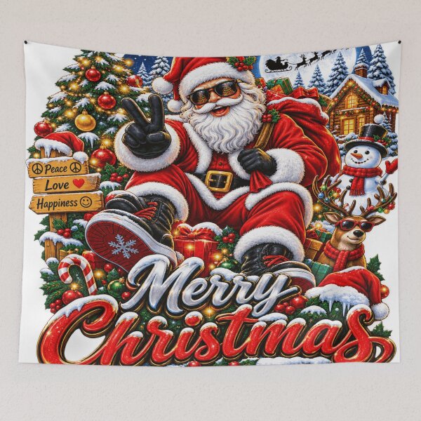 Item preview, Merry Christmas Santa Peace Love Happiness designed and sold by Imperium-Studio.