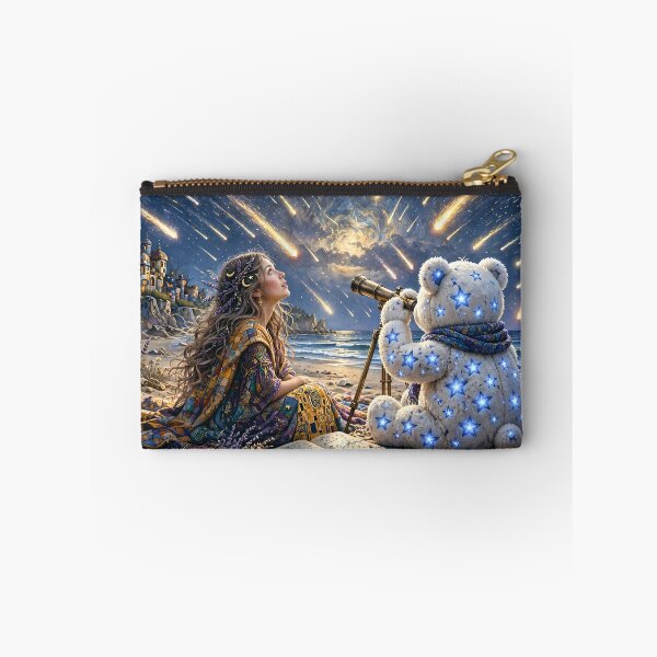 Item preview, Starry Teddy Bear and Girl on a Magical Beach designed and sold by m-y-A-I-A-R-T-.