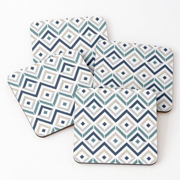 Item preview, Coastal Geometric Diamond Pattern – Navy, Teal & Beige designed and sold by Punch-E415.