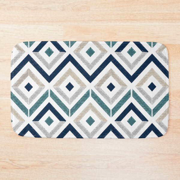 Item preview, Coastal Geometric Diamond Pattern – Navy, Teal & Beige designed and sold by Punch-E415.
