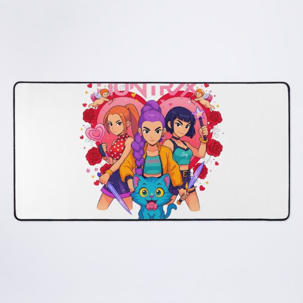 Item preview, Magical Pink Heart Hunters Anime Trio With Cute Cat Design designed and sold by JohnButle27818.