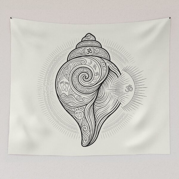 Item preview, Sacred Shankha Om Luxury Line Art designed and sold by hutofdesigns.