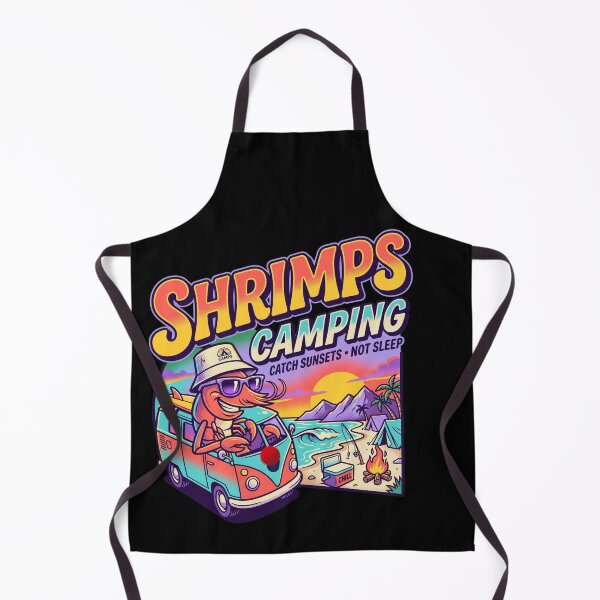 Item preview, 80s Retro Shrimps Camping Funny Summer Surf and Camper Van designed and sold by pawsome purrfect.