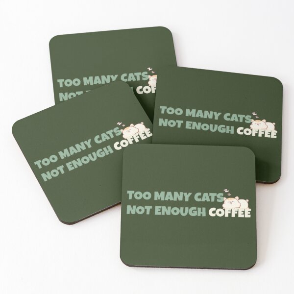 Item preview, Too Many Cats Not Enough Coffee Cute Sleepy Cat Lover Green Aesthetic Design designed and sold by DNBY.