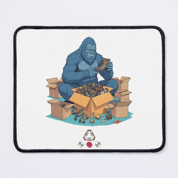 Item preview, Bigfoot Unpacking Gear Pile - Funny Sasquatch Hiking Boots & Camping Art T-Shirt designed and sold by Whimsy Trail Co.