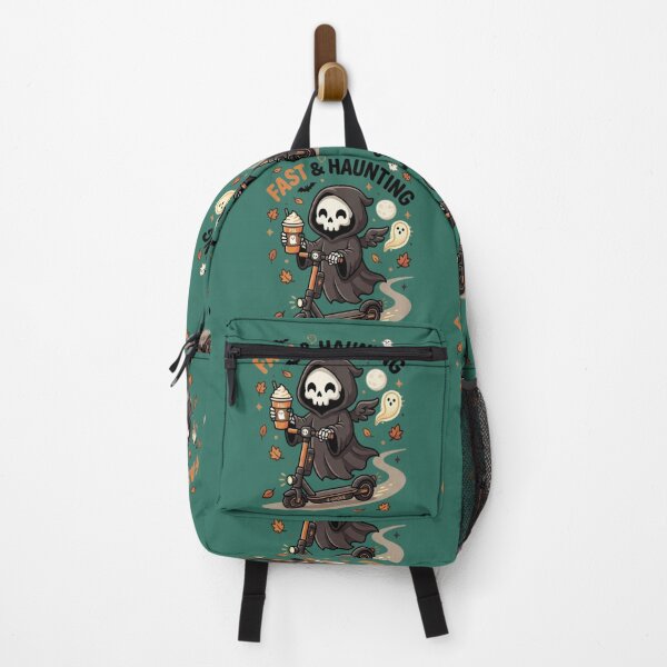 Item preview, Fast and Haunting - Cute Grim Reaper on Electric Scooter with Pumpkin Spice Latte designed and sold by LUKOWEAR.