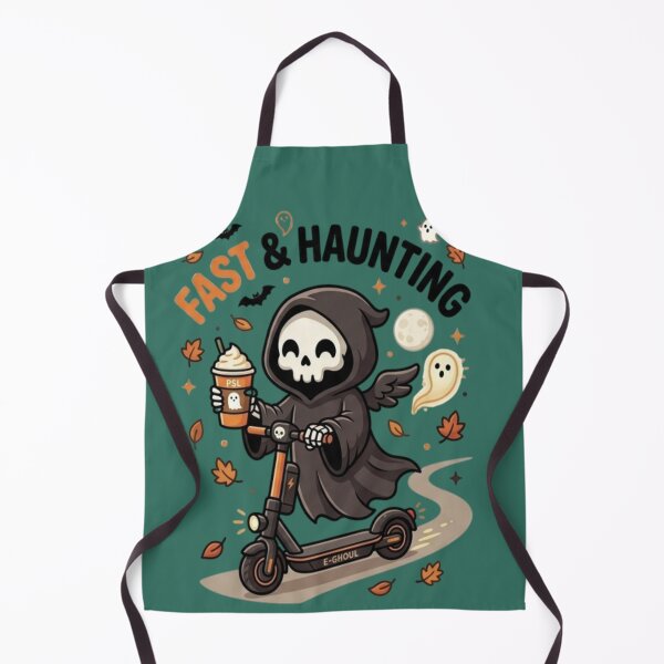 Item preview, Fast and Haunting - Cute Grim Reaper on Electric Scooter with Pumpkin Spice Latte designed and sold by LUKOWEAR.