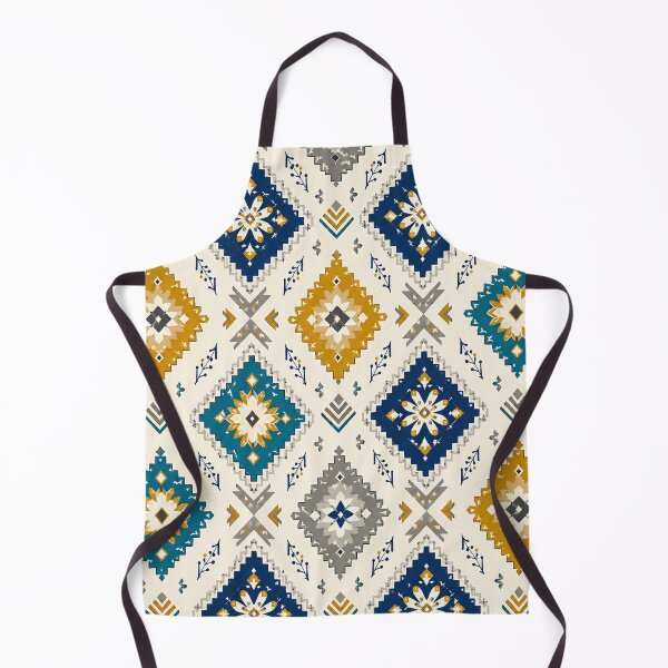 Item preview, Boho Geometric Folk Pattern – Navy Blue, Mustard & Teal designed and sold by Punch-E415.
