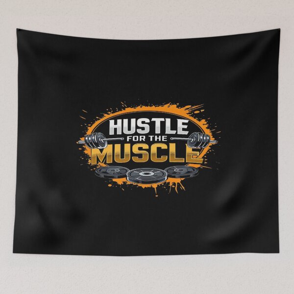 Item preview, Hustle for the Muscle Motivational Gym Design – Bold Fitness Quote with Barbell Strength Graphic designed and sold by Bright Nest Studio.