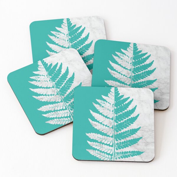 Item preview, Natural Outlines - Fern Teal & White Marble #755 designed and sold by Natural Collective.