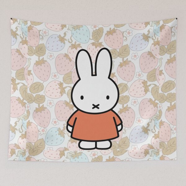 Item preview, Orange Variation Strawberry Background and Miffy Inspired  designed and sold by Cozy Moss Studio.