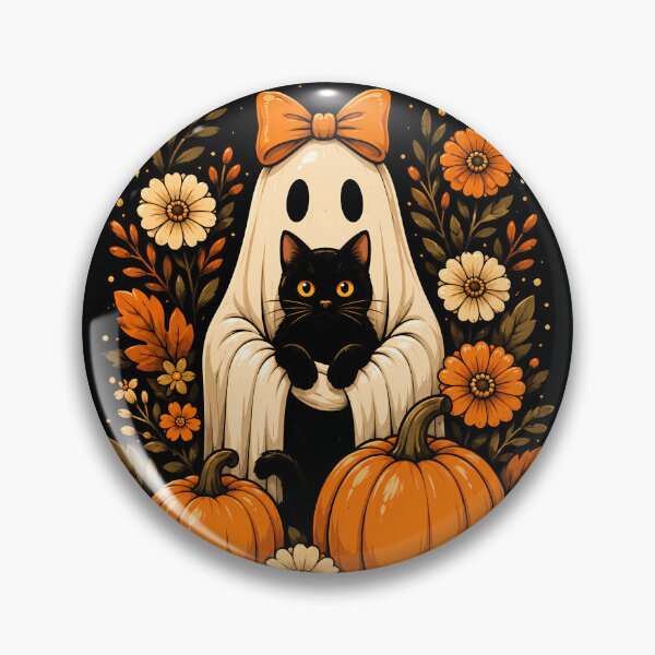 Item preview, Cute ghost with black cat and pumpkins design halloween designed and sold by rafaeltto.
