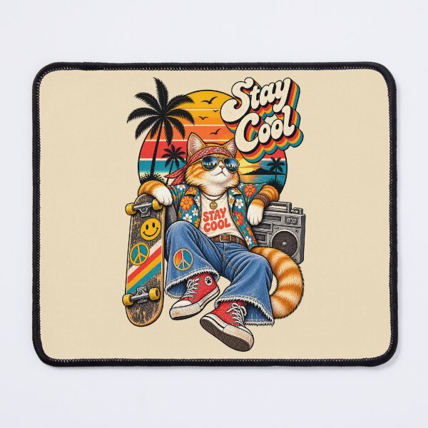 Item preview, Stay Cool Retro Hippie Cat designed and sold by lungpleecha.