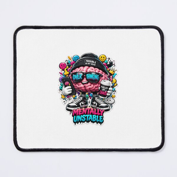 Item preview, Overthinking Fueled By Chaos Streetwear Brain 3D Puff Sticker designed and sold by Satish04.