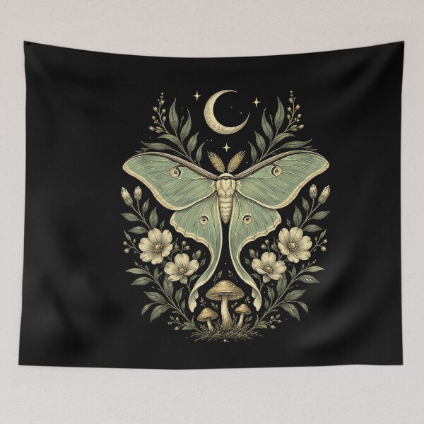 Item preview, Mystical Luna Moth Celestial Botanical Witchy Cottagecore Art designed and sold by NoeValdric.