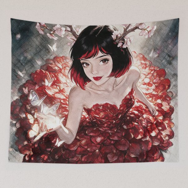 Item preview, Red Rose Petal Ballerina Cherry Blossom Fairy designed and sold by Hen-C-Art.