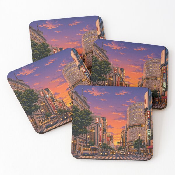 Item preview, Ginza Tokyo Sunset Pixel Art designed and sold by sabusabu78.