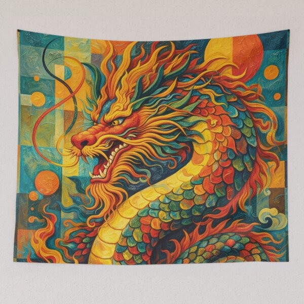 Item preview, Colourful Dragon – Legendary Mythical Creature Painting designed and sold by GalleryKauffeld.