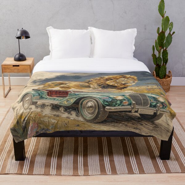 Item preview, Impasto Fantasy Lion & Retro Car Portrait designed and sold by FotoworldEdel.