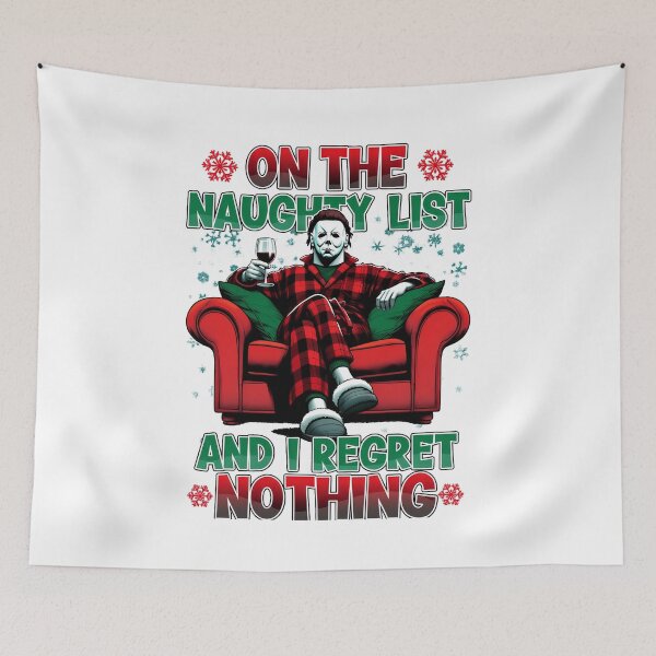 Item preview, Naughty Holiday Masked Character Red Plaid Humor Design designed and sold by JohnYoung63765.