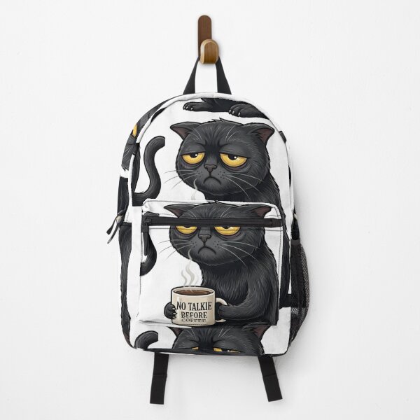 Item preview, Funny Black Cat No Talkie Before Coffee Meme designed and sold by ZoneMerch.