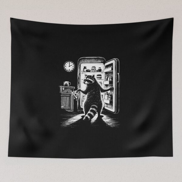 Item preview, Hungry Raccoon Midnight Fridge Raid designed and sold by drawlinershop.