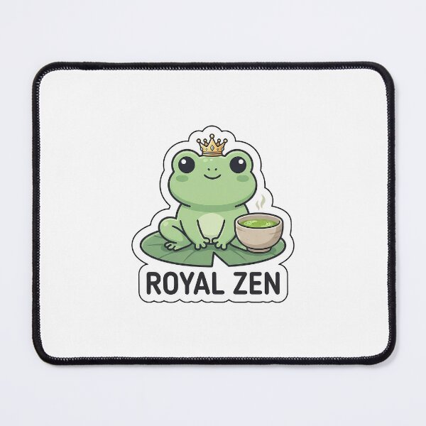 Item preview, Royal Zen Frog Prince - Cute Crown Green Tea Sticker with Text designed and sold by SimpleP.