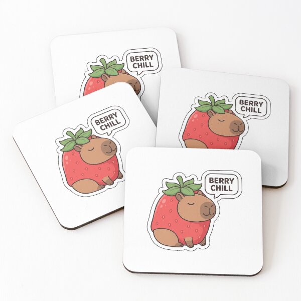 Item preview, Berry Chill Capybara - Cute Strawberry Fruit Costume Sticker with Text designed and sold by SimpleP.