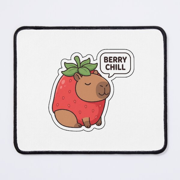 Item preview, Berry Chill Capybara - Cute Strawberry Fruit Costume Sticker with Text designed and sold by SimpleP.