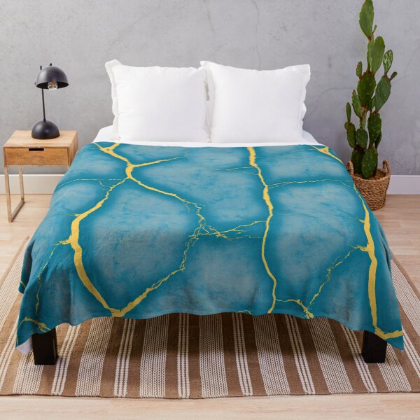 Item preview, Kintsugi Style Gold Veins on Cyan Stone designed and sold by Piotrek0001.