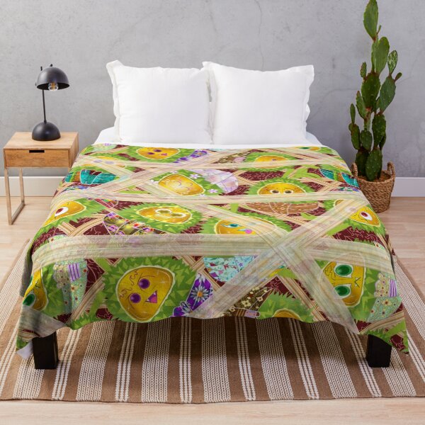 Item preview, Golden Durian in 3D Bamboo Basket Mesh Pattern - Kawaii Thai Art designed and sold by Vector Loom Studio 9.