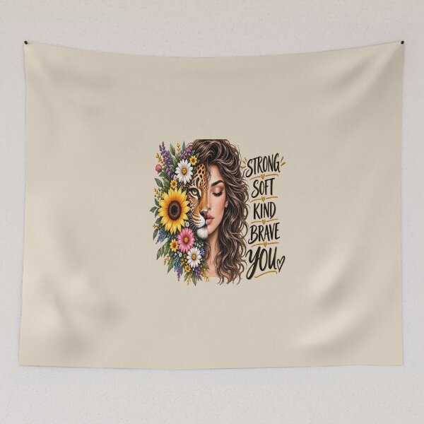Item preview, Strong Woman Leopard Floral Portrait designed and sold by FABIOLA1970.
