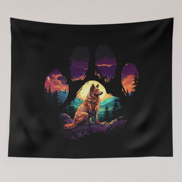 Item preview, Funny Finnish Spitz Paw Synthwave Mountain Tree Mom Dad Kids designed and sold by rafaeltto.
