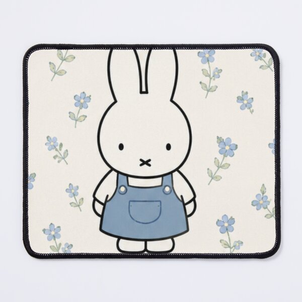Item preview, Lavender / Blue Dungarees & Floral Background Miffy Inspired designed and sold by Cozy Moss Studio.