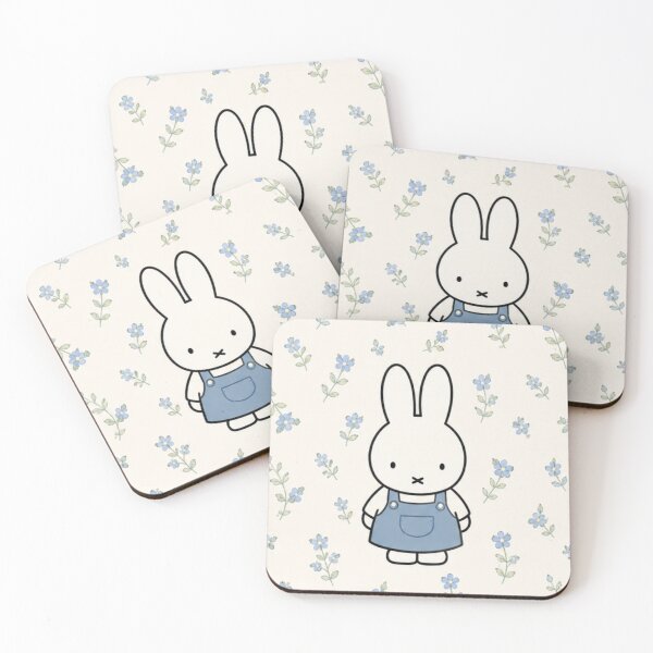 Item preview, Lavender / Blue Dungarees & Floral Background Miffy Inspired designed and sold by Cozy Moss Studio.