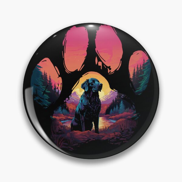 Item preview, Funny Flat Coated Retriever Paw Synthwave Mountain Tree Mom Dad Kids designed and sold by rafaeltto.