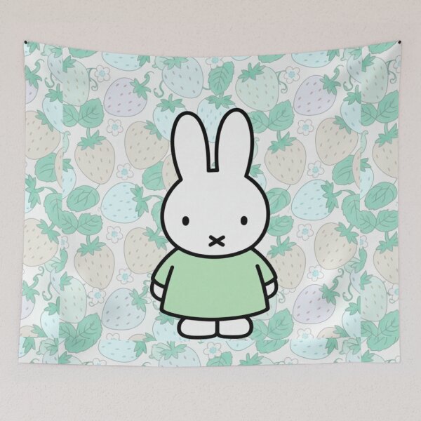 Item preview, Green Variation Strawberry Background and Miffy Inspired  designed and sold by Cozy Moss Studio.