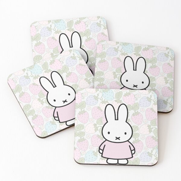 Item preview, Pastel Pink Variation Strawberry Background and Miffy Inspired  designed and sold by Cozy Moss Studio.