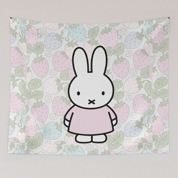 Item preview, Pastel Pink Variation Strawberry Background and Miffy Inspired  designed and sold by Cozy Moss Studio.