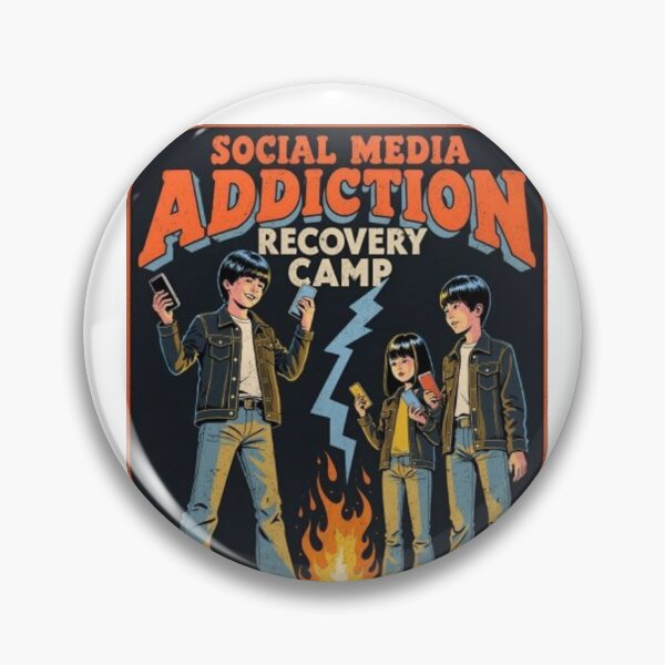 Item preview, Social Media Addiction Recovery Camp – Retro Disconnect Cartoon Poster designed and sold by WATEKE.