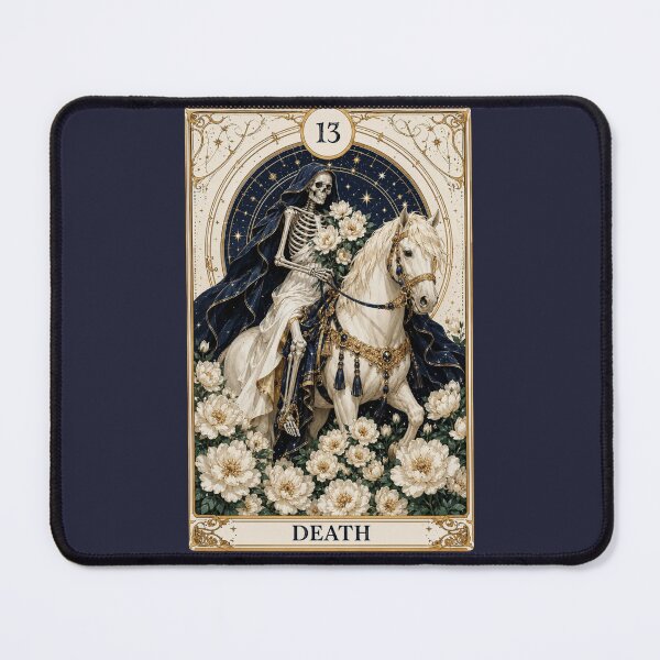 Item preview, Death Tarot Card Skeleton Rider Floral Gothic Art designed and sold by MythicMood.
