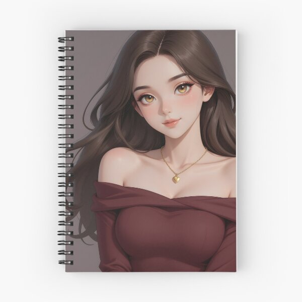Item preview, Elegant Brunette Woman in Burgundy Off-Shoulder Dress designed and sold by Killington.