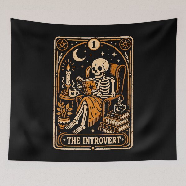 Item preview, Skeleton Introvert Tarot Card Design Halloween designed and sold by rafaeltto.