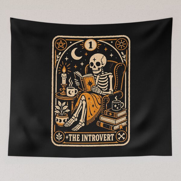 Item preview, Funny Skeleton Introvert Tarot Card Halloween Design designed and sold by rafaeltto.